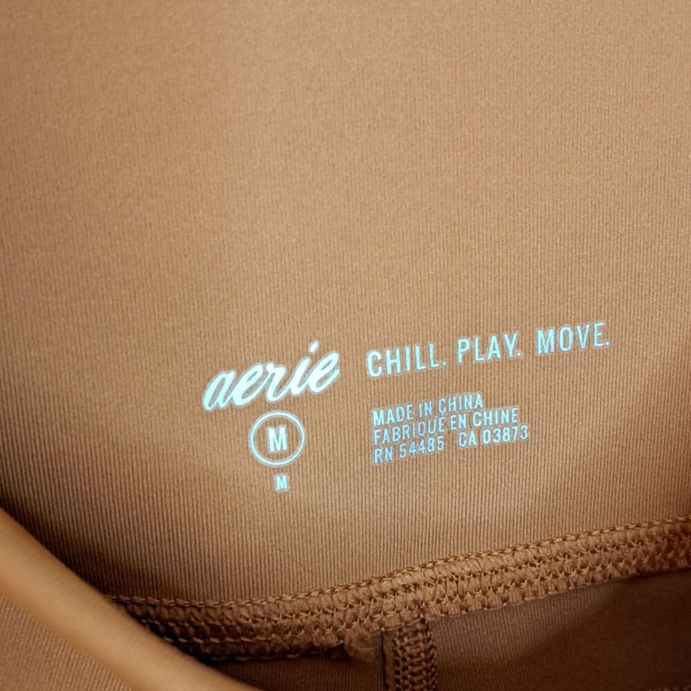 Aerie Chill Play Move Leggings Size M High Waisted Pockets Laser Cut Sides Rust - Picture 11 of 11
